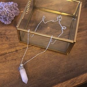 Authentic Rose Quartz Pendant with Dainty Chain